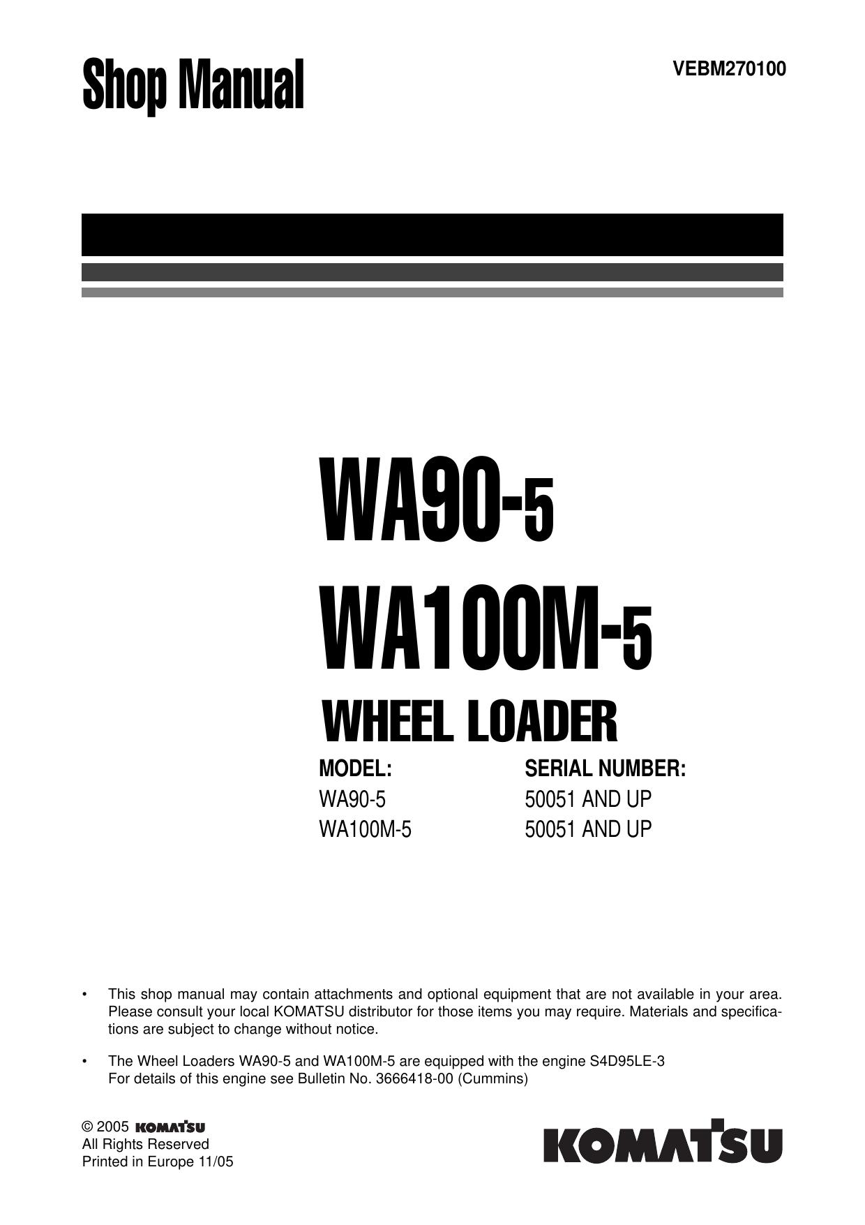 WA90-5 WA100M-5 Shop Manual
